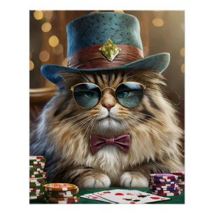 ZZ Top-Hut, Fellende Katze Spielkarten Poster