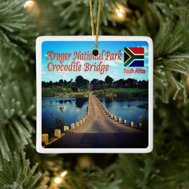 zZA003 KRUGEN N.P. Südafrika, Krokodile-Brücke, Keramikornament (Baum)