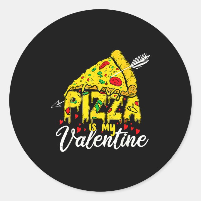 Zza Is My Valentine Day Hearts Eat Food Boys  Runder Aufkleber (Vorderseite)