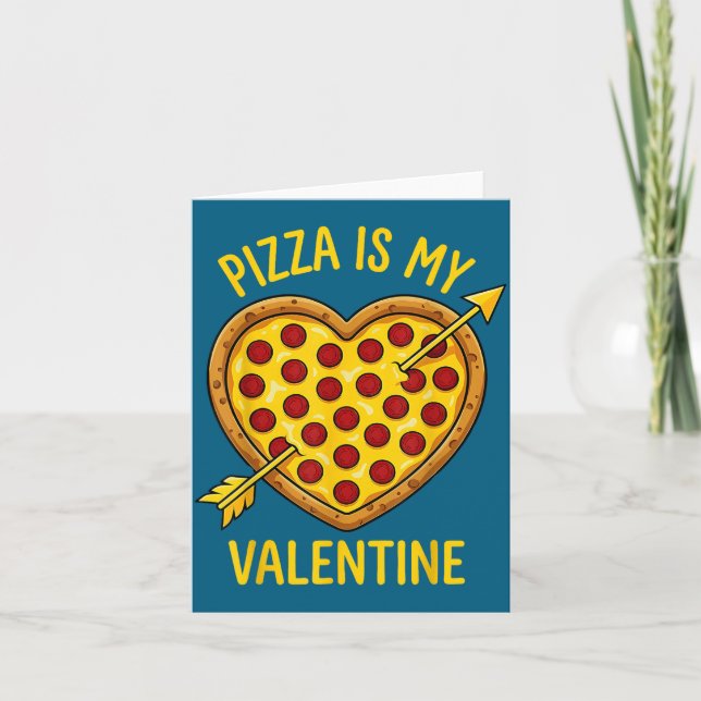 Zza Is My Valentine Funny Valentines Day Boys Girl Karte (Vorderseite)