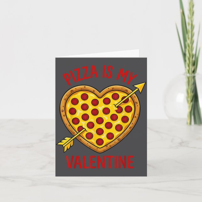 Zza Is My Valentine Funny Valentines Day Boys Girl Karte (Vorderseite)