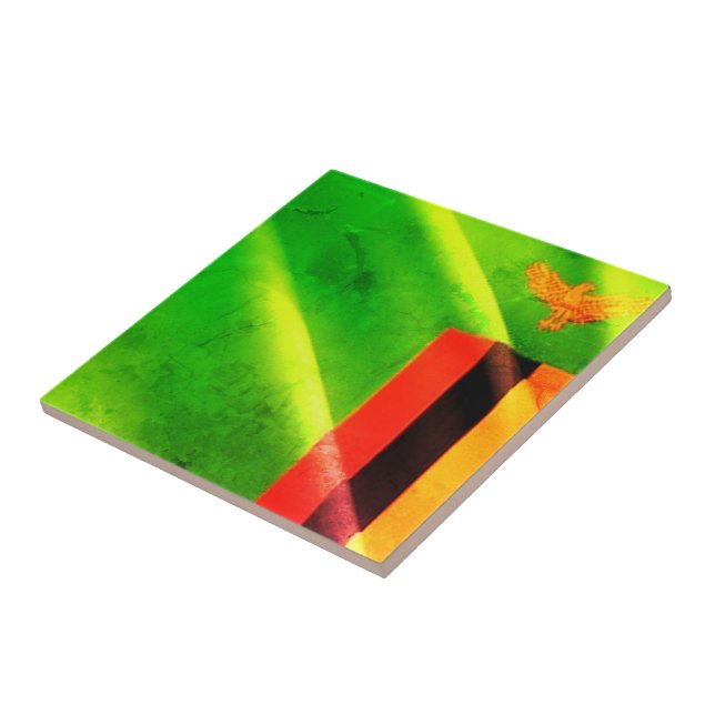 zZM002 ZAMBIA Waving Flag, Afrika, Fliese (Seite)