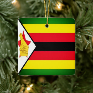 zZW001 SIMBABWE, Flagge, Afrika, Kühlschrank Keramikornament